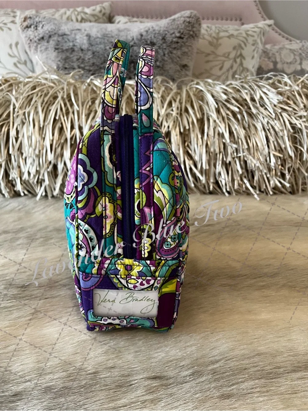 VERA BRADLEY Heather 2013 Zipper Insulated Lunch Bunch Bag Green Purple Paisley